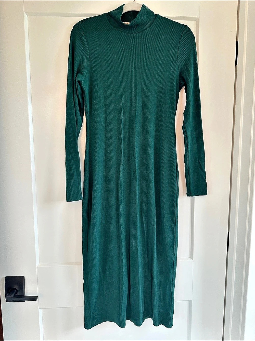 Marine Layer Lexi Rib Mock Neck Midi Dress Green Medium